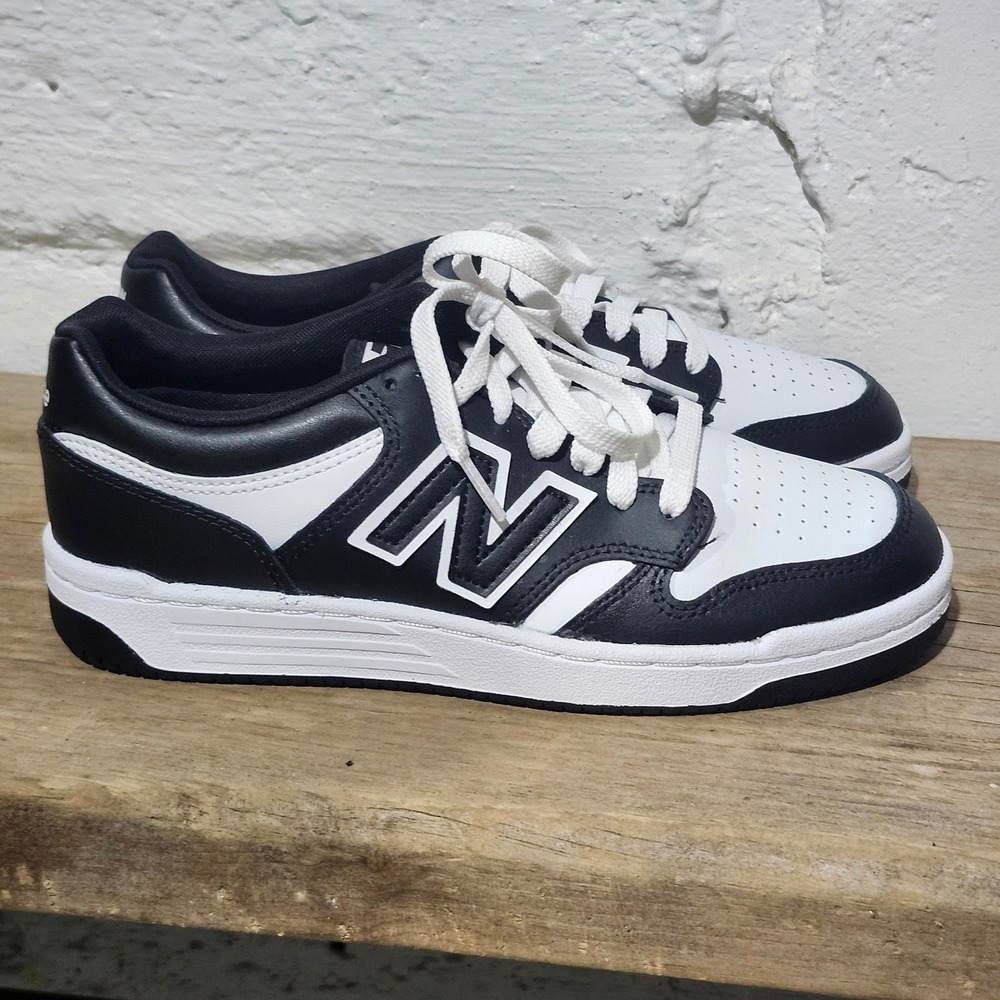 New Balance 480 Black White Leather Sneakers GSB480BW Boys Size 7 Mens 7 School